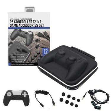 Imagem de Kit Protetor Controle Compatível Com PlayStation 5 Fone Cabo Estojo Bo