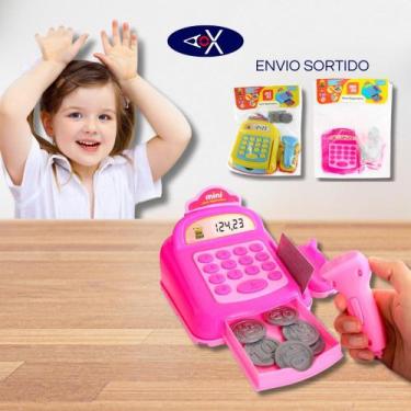 Imagem de Mini Caixa Registradora Rosa com Moedas, Cartão e Bip Brinquedo Infant