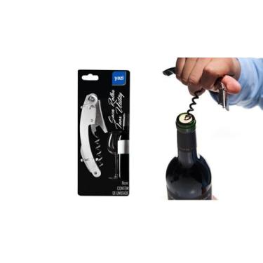 Imagem de Saca rolhas multiuso abridor de garrafa de vinho 11cm aço inox utility
