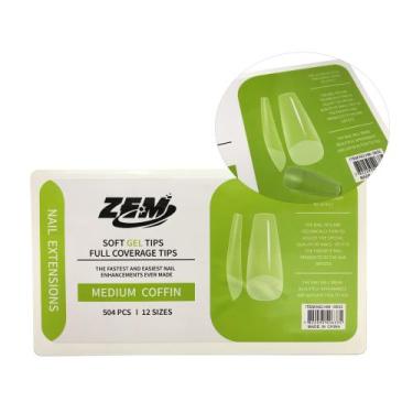 Imagem de Kit 504 Unhas Postiças Transparente 12 Modelos Bailarina Soft Gel Base
