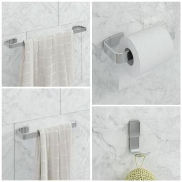 Imagem de Kit De Acessórios Para Banheiro 4 Peças Stander Polido - LETU VARIEDAD
