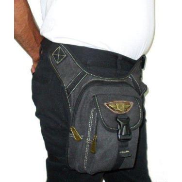 Imagem de Pochete Bolsa Perna Transversal em Lona Resistente - Keuven, Preto