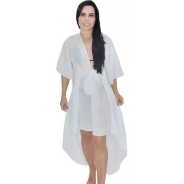 Imagem de Saída de praia assimétrica mullet com cinto em chiffon - Tropicana Mod