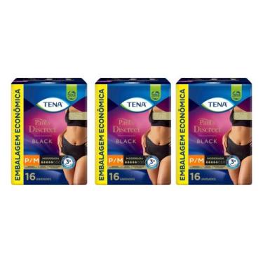 Imagem de Kit C3 Roupa Calcinha Descartável P/M Black - Tena - Tena - Essity Do 