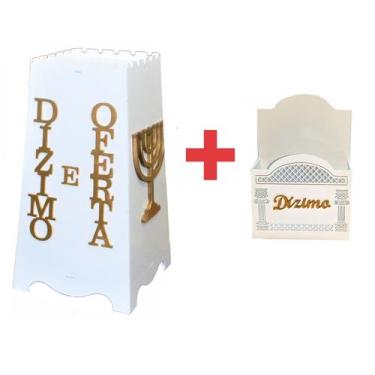 Imagem de Gazofilácio Dízimos E Ofertas Igreja Em Mdf + Porta Envelope BRANCO - 