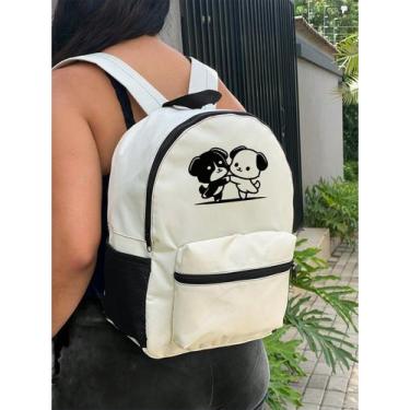Imagem de Mochila Small CACHORRO ABRAÇANDO Bolsa Escolar Trabalho Viagem Mala Fa