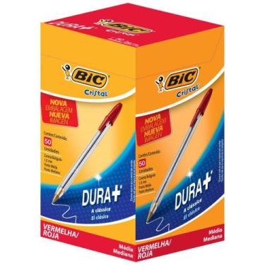 Imagem de Caneta Esferográfica BIC Cristal Dura+ Vermelha - Caixa com 50 Unidade