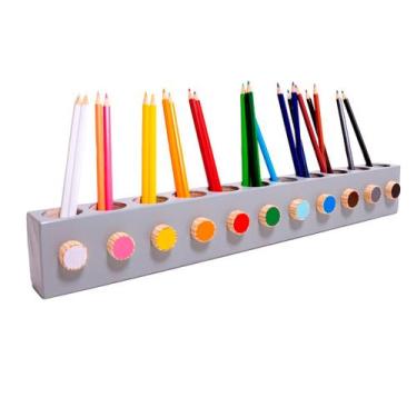 Imagem de Porta Lápis De Madeira Montessori Porta-lápis Para Colorir - Curumim K