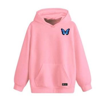 Imagem de Blusão Moletom Canguru Borboleta Infantil Personalizado com Capuz e Bo