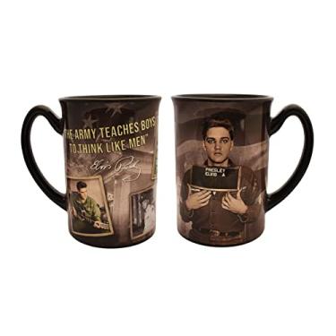 Imagem de MidSouth Products Caneca Elvis Presley de 473 ml com fotos do exército