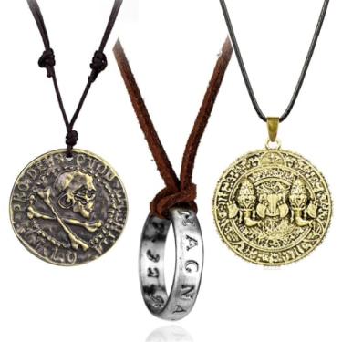 Imagem de LUFOYOU Uncharted Colar masculino misterioso da área do mar, colares de metal, joias de jogo, anel de Francis Drake, corrente de pingente, presente, as shown, Zinco, Zinco