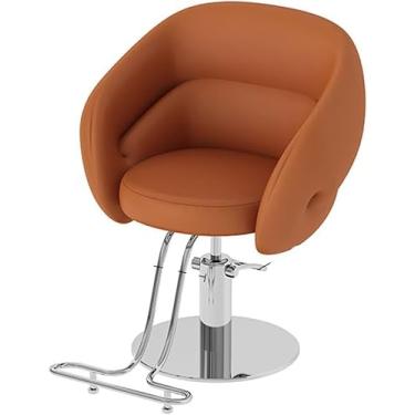 Imagem de Cadeira de barbeiro 360° giratória para salão de cabeleireiro, bomba hidráulica, couro PU, cadeira de salão de barbeiro com chassi de pedal, móveis de salão, prata, D