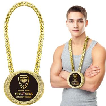 Imagem de Hungdao Medalha de corrente de perdedor de futebol de fantasia de 15 cm grande troféu de último lugar troféu troféu troféu corrente de pescoço presente fantasia prêmio corrente de rotatividade para