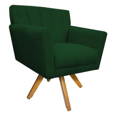 Imagem de Poltrona Decorativa Laura Base Giratória de Madeira Suede Verde - Amarena Móveis