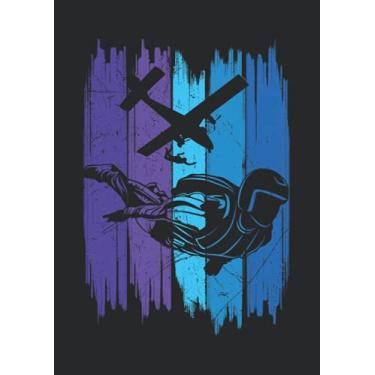 Imagem de Notizbuch A4 dotted, gepunktet, punktiert mit Softcover Design: Fallschirmspringer Skydiver Vintage Retro Jump Fallschirm: 120 dotted (Punktgitter) DIN A4 Seiten