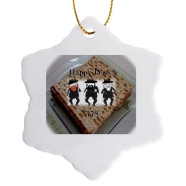 Imagem de 3dRose Imagem de Rabinos dançantes Happy Pesach em Matzoh Floco de Neve Ornamentado, 7,62 cm
