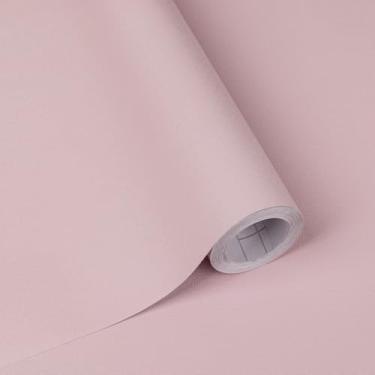 Imagem de Abyssaly Papel de contato rosa claro, papel de parede sólido para cainets, papel de parede de vinil autoadesivo e removível para móveis de cozinha, parede de quarto, gaveta, livros 45 x 599 cm