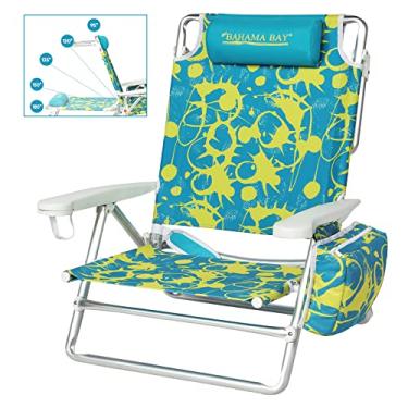 Imagem de Old Bahama Bay Cadeira de praia reclinável, cadeira plana com 5 posições para adultos, suporte pesado, 181 kg, portátil, dobrável, leve com bolsa térmica, cadeira de acampamento para areia ao ar