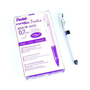 Imagem de Pentel Caneta de tinta gel Tradio Pearl da Energel, (0,7 mm), ponta média, tinta violeta, caixa com 12 (BL117W-V)
