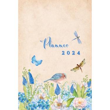 Imagem de Simplified Planner 2024: Weekly ＆ Monthly/Scheduling/Notes/Password log/USA Holidays/Beautiful vintage flower/To do list/Priorities/Contact ... / 6x9 in/ 90 pages/Journal/Notebook/Diary
