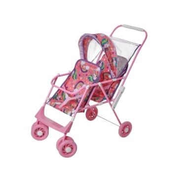 Imagem de Carrinho de Boneca Gemeos Rosa Unicornio | M e P
