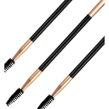 Imagem de Kit 3 Pincéis Duplo Ponta Chanfrada E Escovinha Sobrancelha