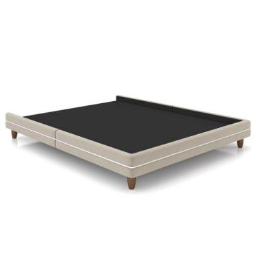 Imagem de Cama Queen Base Box 160cm Many P02 Veludo Bege - Mpozenato, Bege, Quee