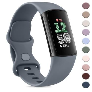 Imagem de AK Pulseira esportiva compatível com Fitbit Charge 6 Bandas / Fitbit Charge 5 pulseiras femininas masculinas, clássicas macias de substituição pulseiras para Fitbit Charge 6/5 Advanced Fitness &