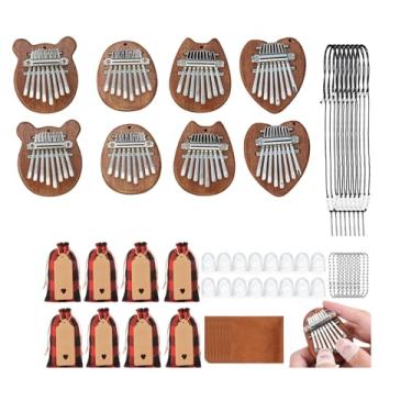 Imagem de 8 sets of 8-key mini Kalimba finger thumb piano, finger thumb with lanyard chain, protector and cleaning cloth music pendant gift, suitable for children adult music beginners /567
