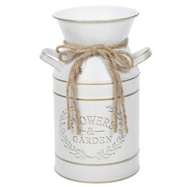 Imagem de Kichvoe Vaso de leite, vaso de flores de metal rústico, vaso de fazenda, balde galvanizado, suporte de lata de leite, jarro de flores, vaso de plantas para casamento, decoração country francesa,