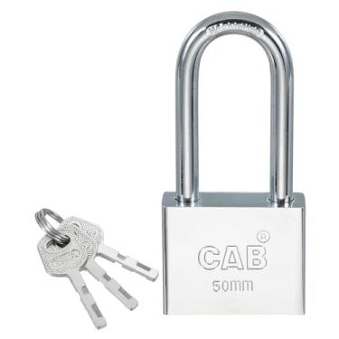 Imagem de PATIKIL Cadeado com chave 48 mm (1-7/20.3 cm), fechaduras diferentes com chave pino de aço inoxidável, cadeados longos com chaves para porta interna e externa, prata