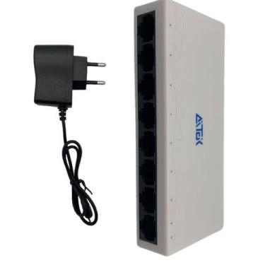 Imagem de Hub Switch Rj45 Internet 8 Portas 10/100 Mbps + Fonte 0.2 A - AITEK