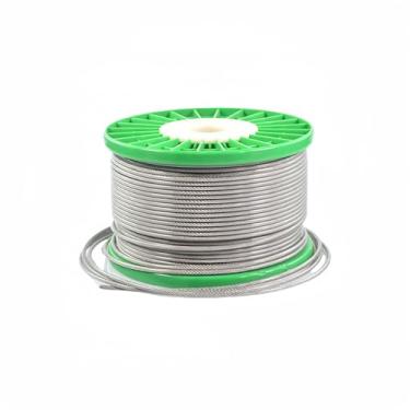 Imagem de Cabo de aço de 164 pés revestido de vinil de cristal de 2,0 mm sobremoldado para cabo de aeronave de aço inoxidável de 1,5 mm 7x7 fios de corda de linho para pendurar faça você mesmo