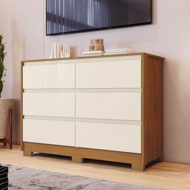 Imagem de Cômoda 6 Gavetas Layla Casa 812 Nature Com Off White