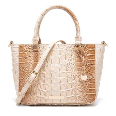 Imagem de Makcr Joacbv Bolsa feminina de couro para mulheres crocodilo em relevo com zíper bolsa elegante compartimentos transversais trabalho, Cor recortada