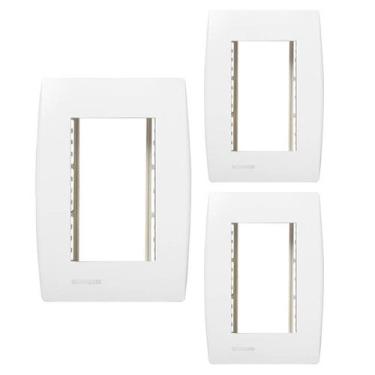 Imagem de KIT 3 Placa 3 Posto 4x2 + Suporte Branco Ilus Siemens - Soprano