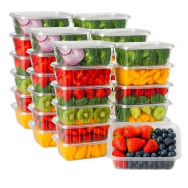 Imagem de Pote Descartável Retangular (250 ml) com Tampa para Marmita Fitness de polipropileno resistente c/96 unds