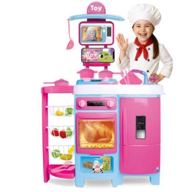 Imagem de Mega Cozinha Infantil Completa 92cm C/ Acessórios Geladeira Forno Frut