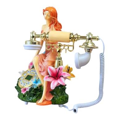 Imagem de TelPal Decoração de Telefone Fixo Antiga 1960, Cerâmica Rosa, Com Fio, Estilo Antigo