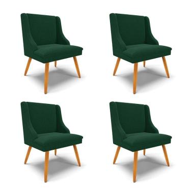 Imagem de Cadeira Sala De Jantar Pé Palito Castanho Kit 4 Liz Bouclê Verde D03 - D`rossi