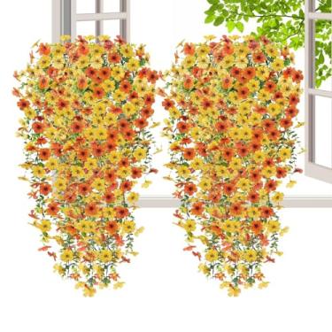 Imagem de Flores Artificiais | Trepadeira Decorativa Para Festas,Flores Artificiais Vibrantes Para Pendurar Kit Com 2 Unidades Para Quintal Varanda Sacada Pátio Jardim Ambientes Internos E