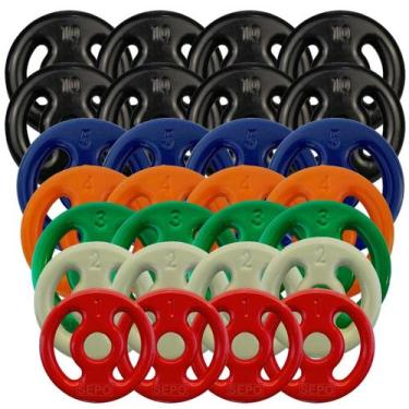 Imagem de Kit Anilhas Emborrachadas 140Kg - SEPO