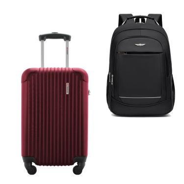 Imagem de Kit Mala de Bordo 10kg Viagem Rígida Rodas 360º ABS Cadeado Segredo Gladiador A2MB com Mochila Executiva Notebook 102