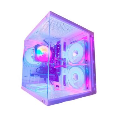 Imagem de Gabinete Gamer Aquário Com 4 Fans Rgb Vidro Temperado - Branco - HAYOM