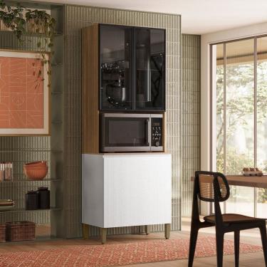 Imagem de Paneleiro 4 Portas com Puxador Embutido Art Freijó/Ártico/Preto