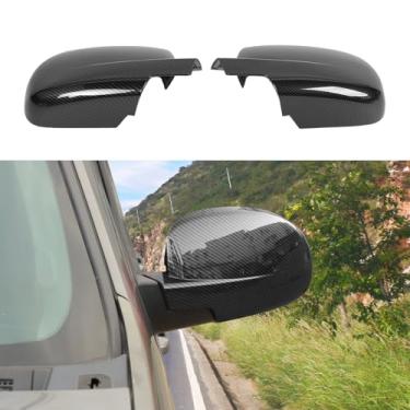 Imagem de CheroCar Capa de espelho retrovisor totalmente compatível com Chevy Silverado GMC Sierra Avalanche Tahoe Suburban Yukon Escalade ESV 2007-2014 (fibra de carbono preta)