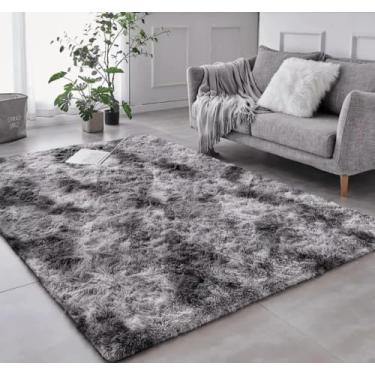 Imagem de Tapete Peludo Felpudo Shaggy 200x150 Para Sala e Quarto – Antiderrapante, Macio, Luxo, Pelo Alto 40mm, Decorativo (Cinza mesclado)