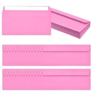 Imagem de PATIKIL Pacote com 60 envelopes de negócios rosa nº 10, envelopes coloridos autoselados tamanho carta para convites de escritório de correspondência, 10 x 23 cm