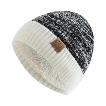 Imagem de Gorro de Inverno Unissex de Dois Tons - Forrado, Quente e Casual, 56cm