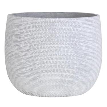 Imagem de Olly & Rose Vaso de plantas extragrande estampado - Vaso de jardim branco Barcelona - Vaso de flores GG - 40 cm (mais pesado)